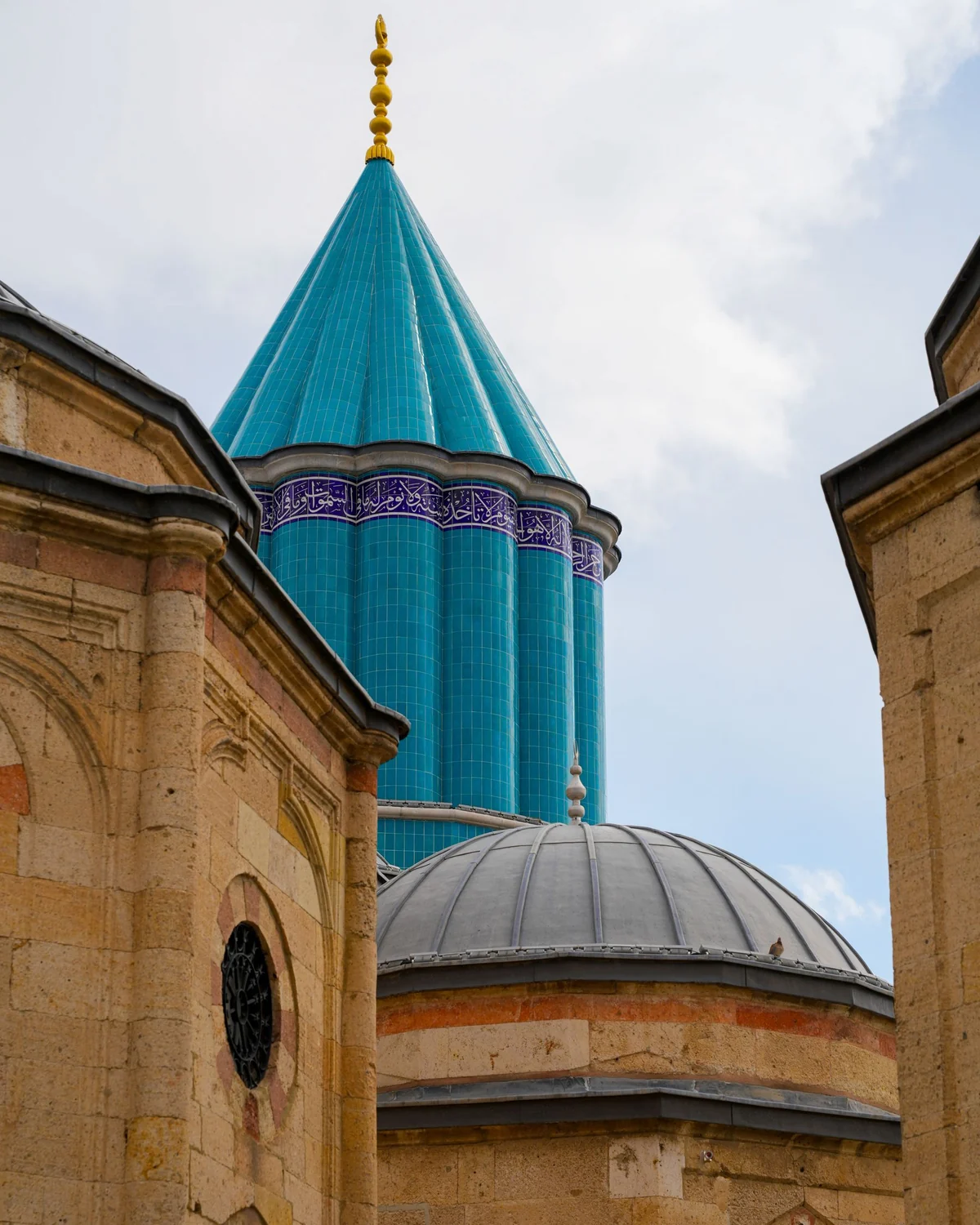 Mevlana Museum Green Dome in daylight in Konya